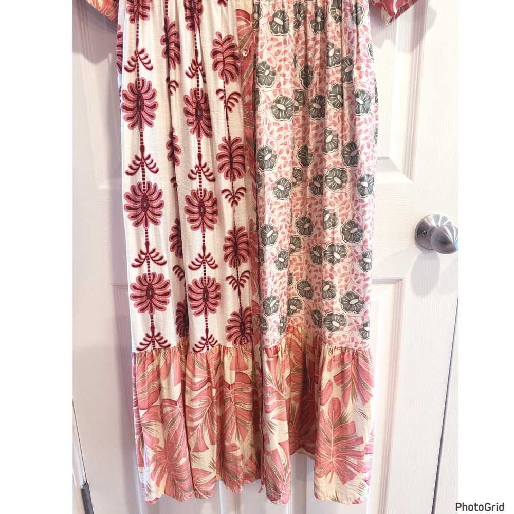 Gigio Pink Tropical Floral Button Dress Pockets Womens Small Resort Vacay - Picture 3 of 7